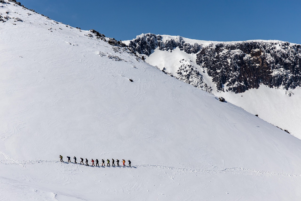 winter, mount adatara, mountain climbing, mountain, people, japan, fukushima, hiking, snow, nature, mountain climbers