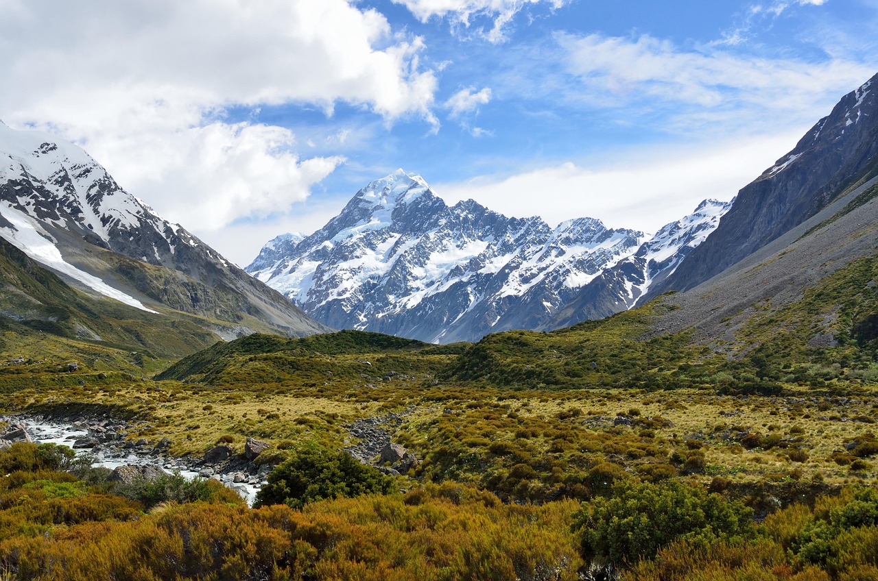 valley, mountains, landscape, countryside, scenery, scenic, mountain range, nature, alpine, alps, snow, southern alps, a