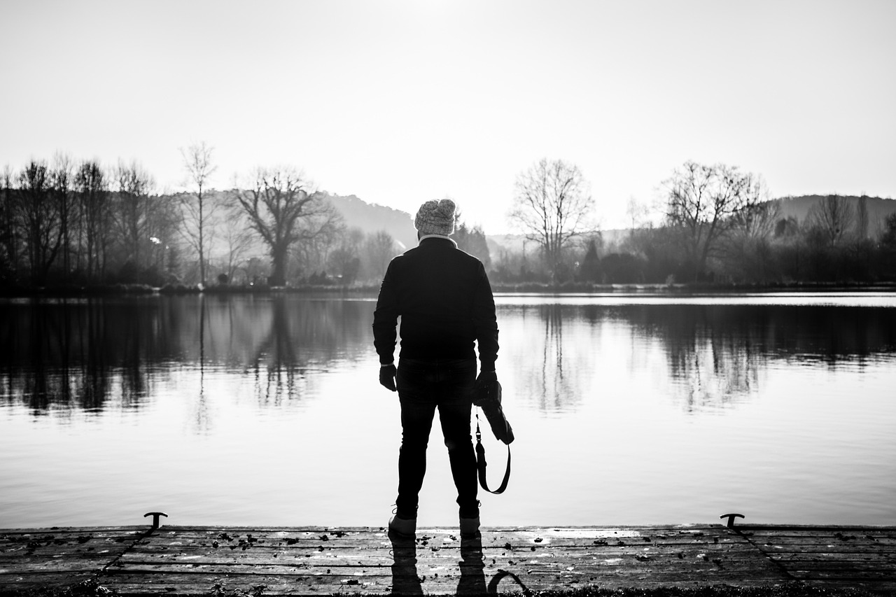 minimal, person, lake, reflect, me, alone, solo, photographer, work, photo, job, lens, man, nature, discovery, landscape