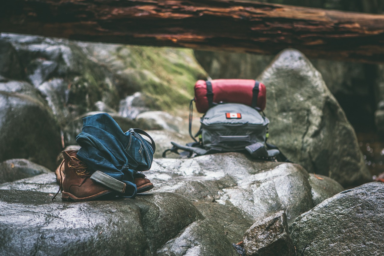backpack, boots, rocks, backpacking, hiking, mountaineering, environment, recreation, rock, stones, travel, woods, outdo