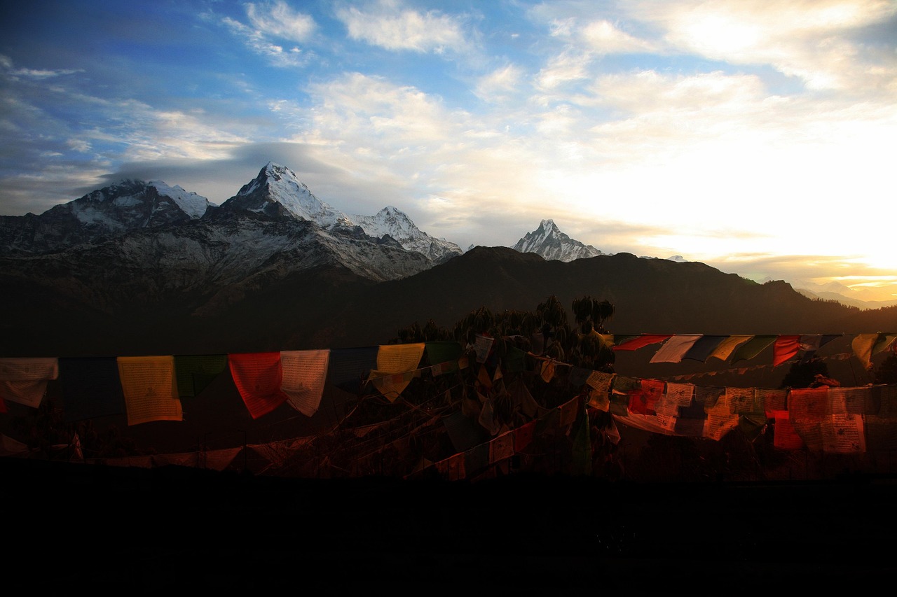 poon hill, sunrise, nepal, mountains, landscape, nature, dawn