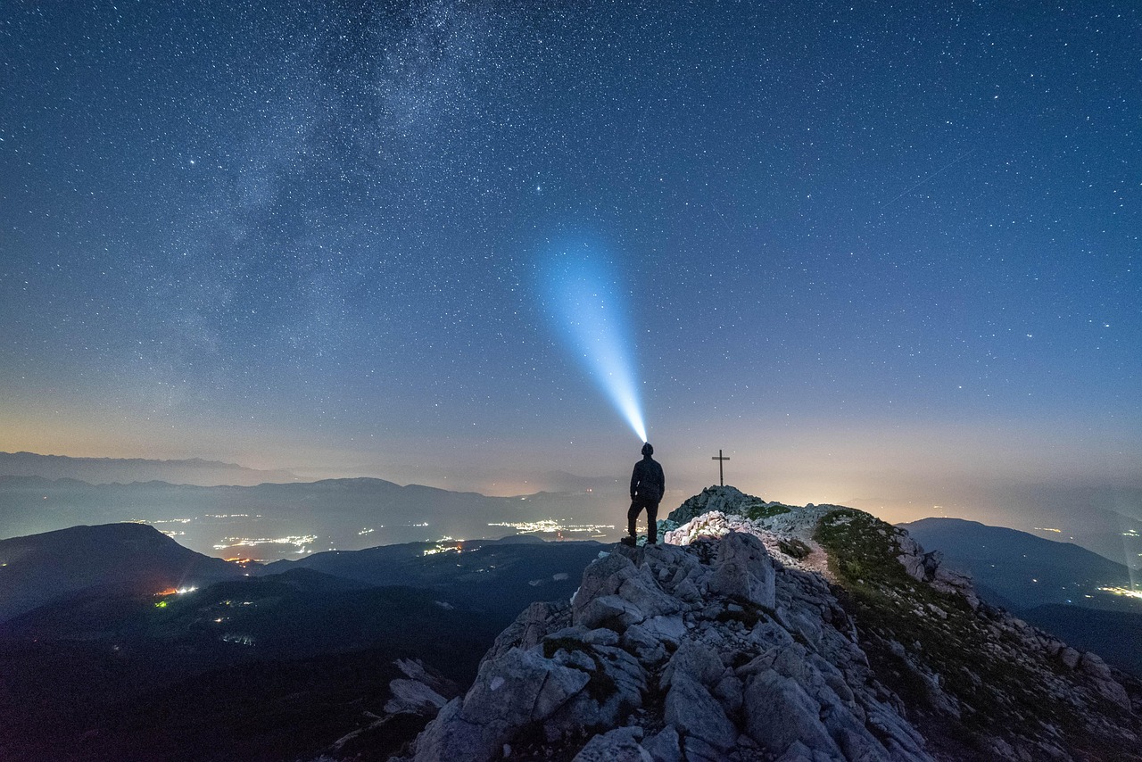 hike, adventure, nature, outdoors, freedom, travel, exploration, stars, galaxy, mountains, night, starry sky, universe,